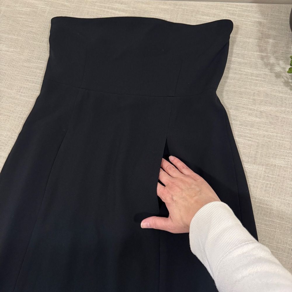NWT Vintage 90s Ralph Lauren Strapless Black Midi Dress Pockets Size 10 - Picture 3 of 11